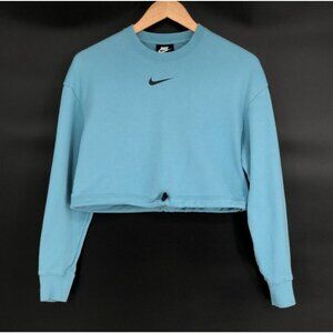 Nike Sportswear Women's Swoosh Crew Sweatshirt XS Cerulean Cropped Athleisure